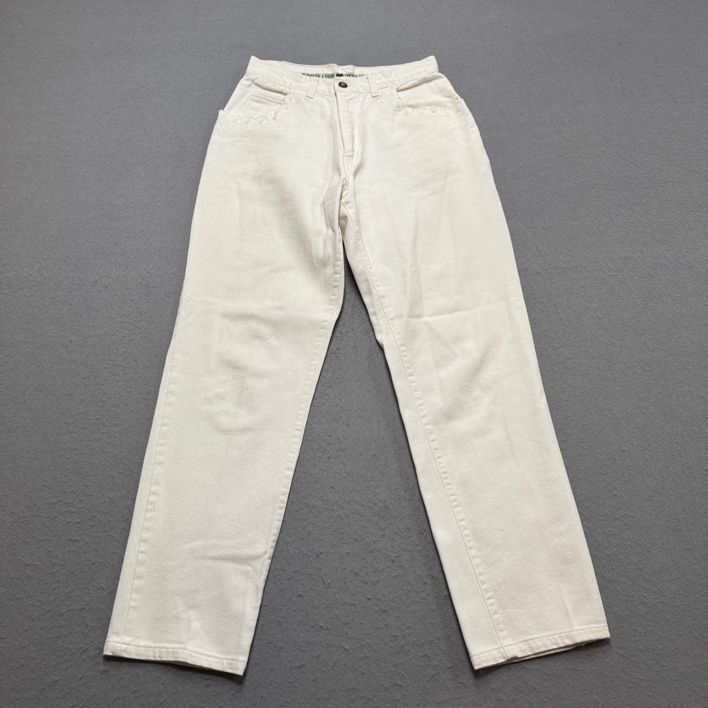 Smyth &‎ York Jeans Women's 27/4 White High Rise Straight Leg Classic Fit Cotton